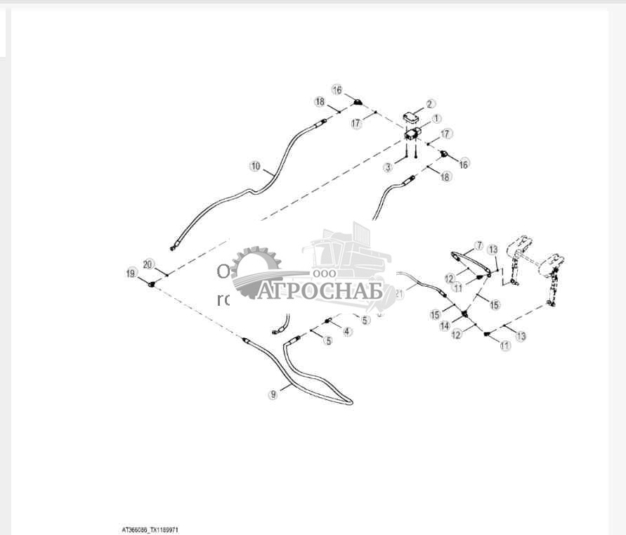 Гидравлическая система клапана фиксатора стрелы обратной лопаты ( 